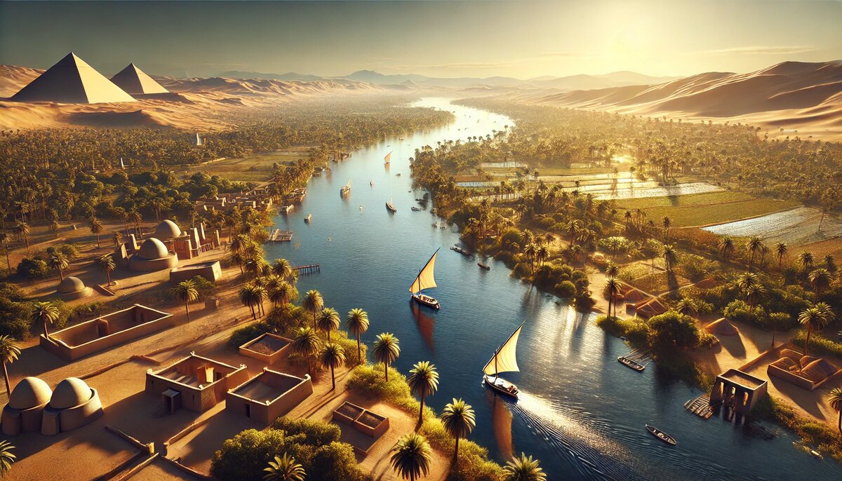 Примерное изображение р. Нил с высоты птичьего полёта.