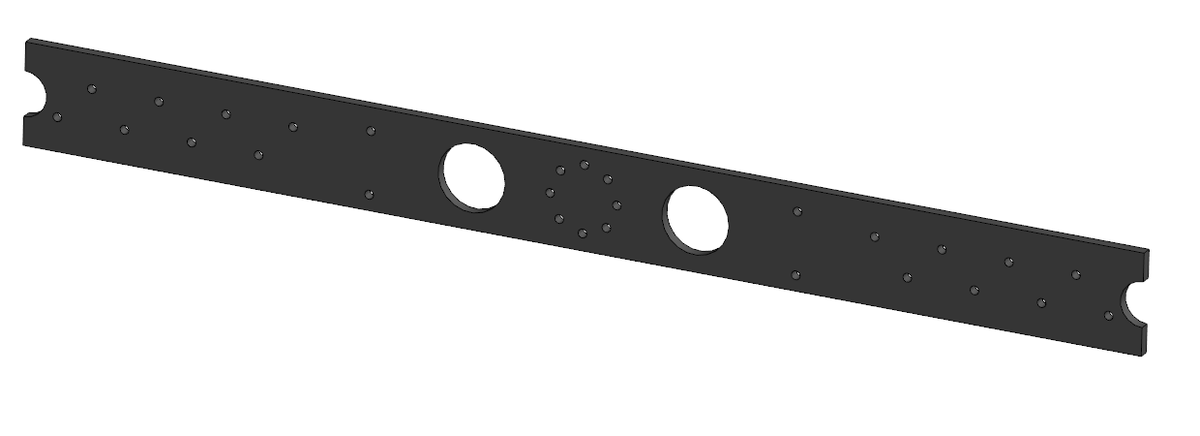 Например, у нас вот такая пластина с разноудалёнными отверстиями, и все метизы будут М8 (быстро набросал пластинку для примера)