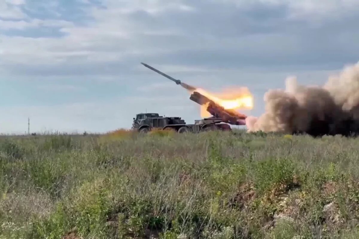    Боевая работа расчета РСЗО «Ураган».