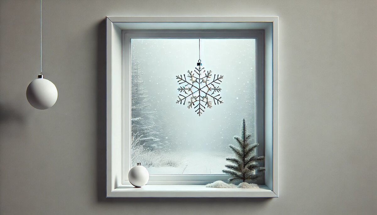 Украшение новогоднего окна в стиле минимализм