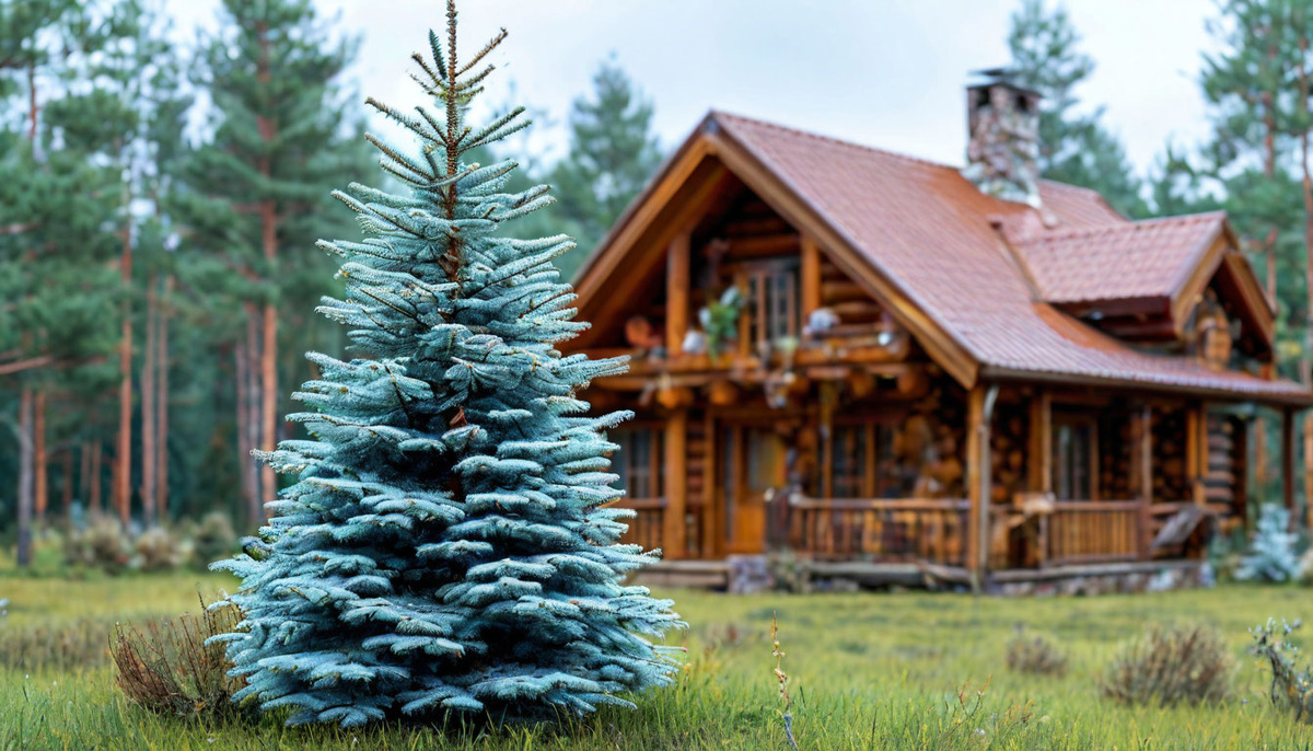 Пышные ветви голубой ели, покрытые густыми иголочками насыщенного голубого цвета, создают ощущение сказки и волшебства.