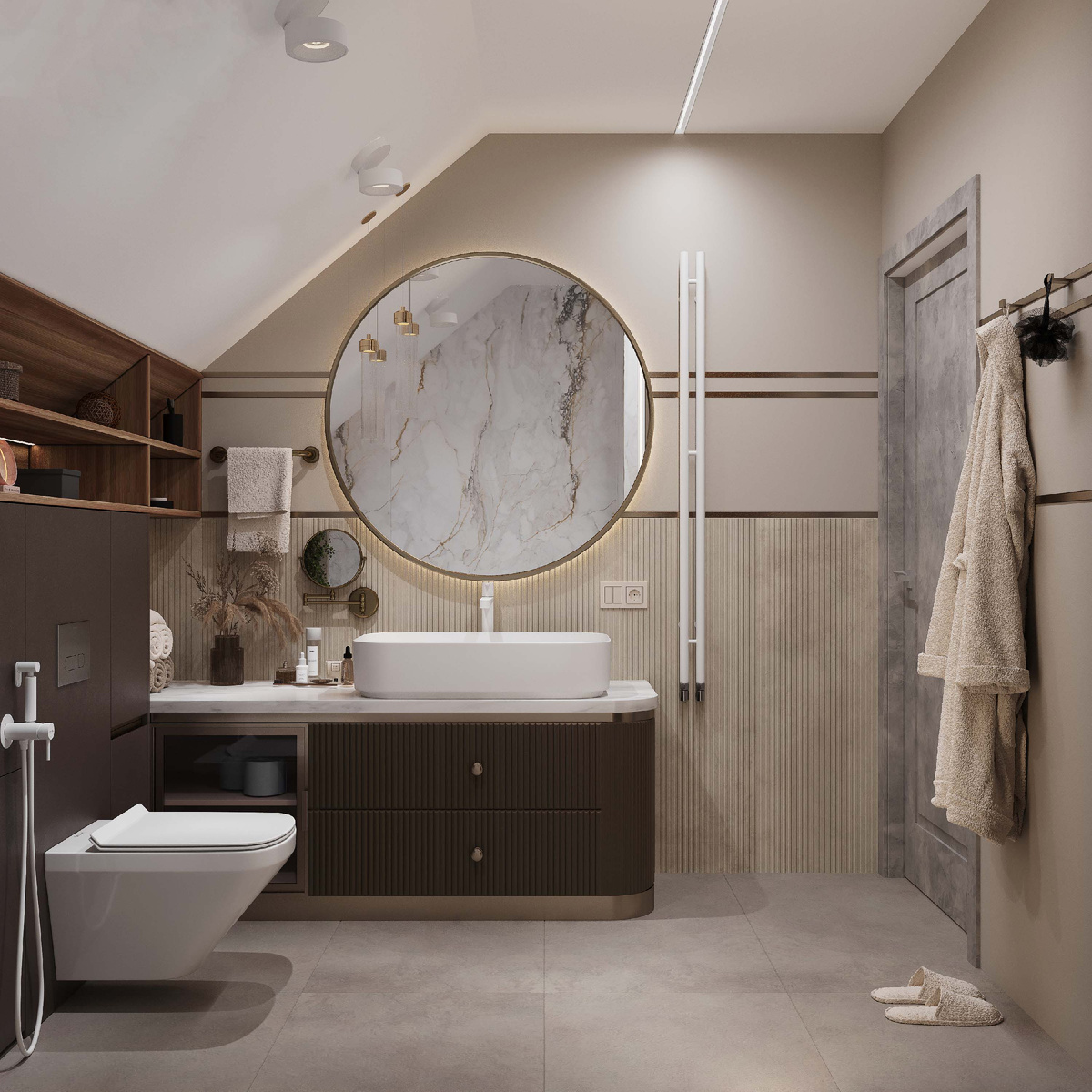 Санузел на мансарде. Дизайнер интерьера Харашкевич Юлия