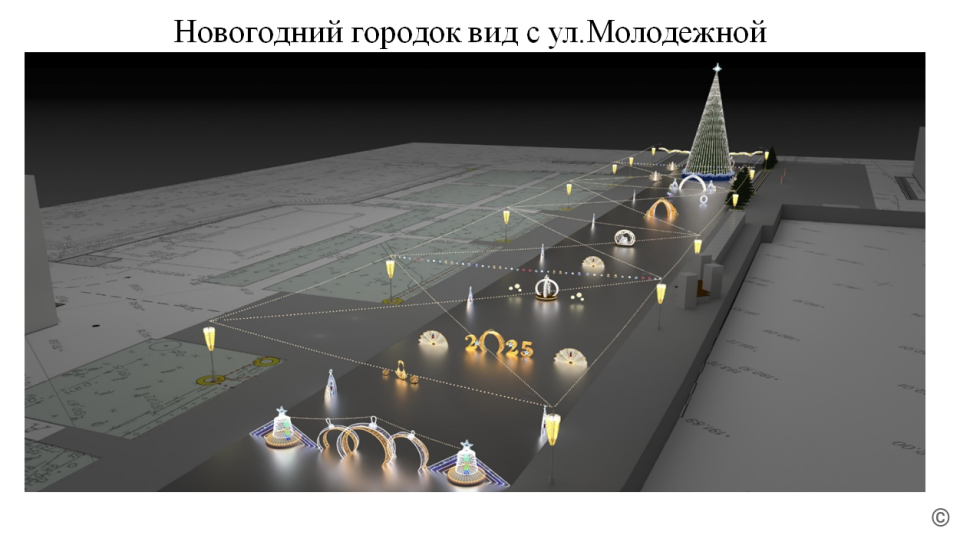    Макет новогоднего городка на пл. Сахарова. Источник: barnaul.org