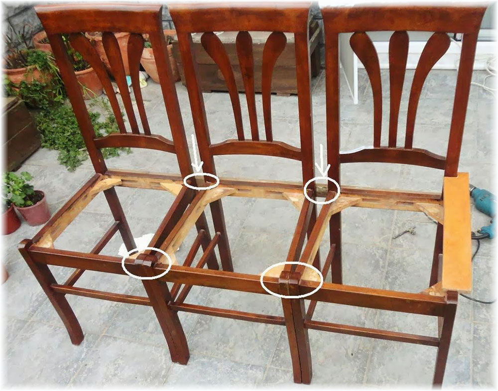 Переделка старых и сломанных стульев под скамью
