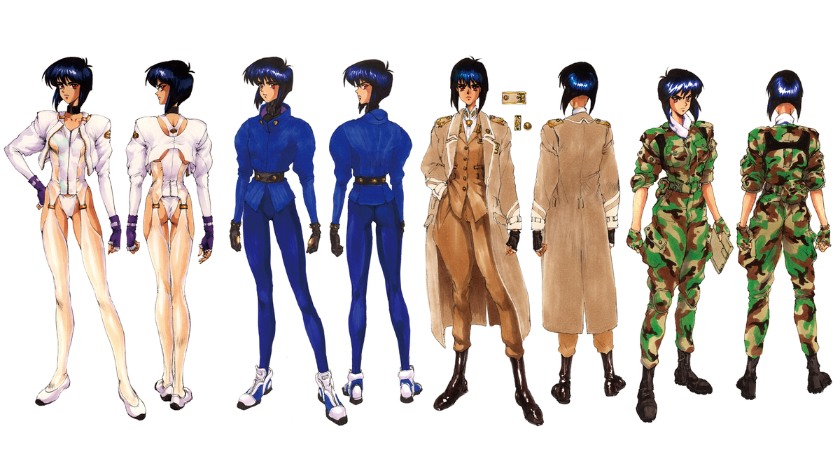 Костюмы Мотоко Кусанаги из игры 1997 года для Sony PlayStation