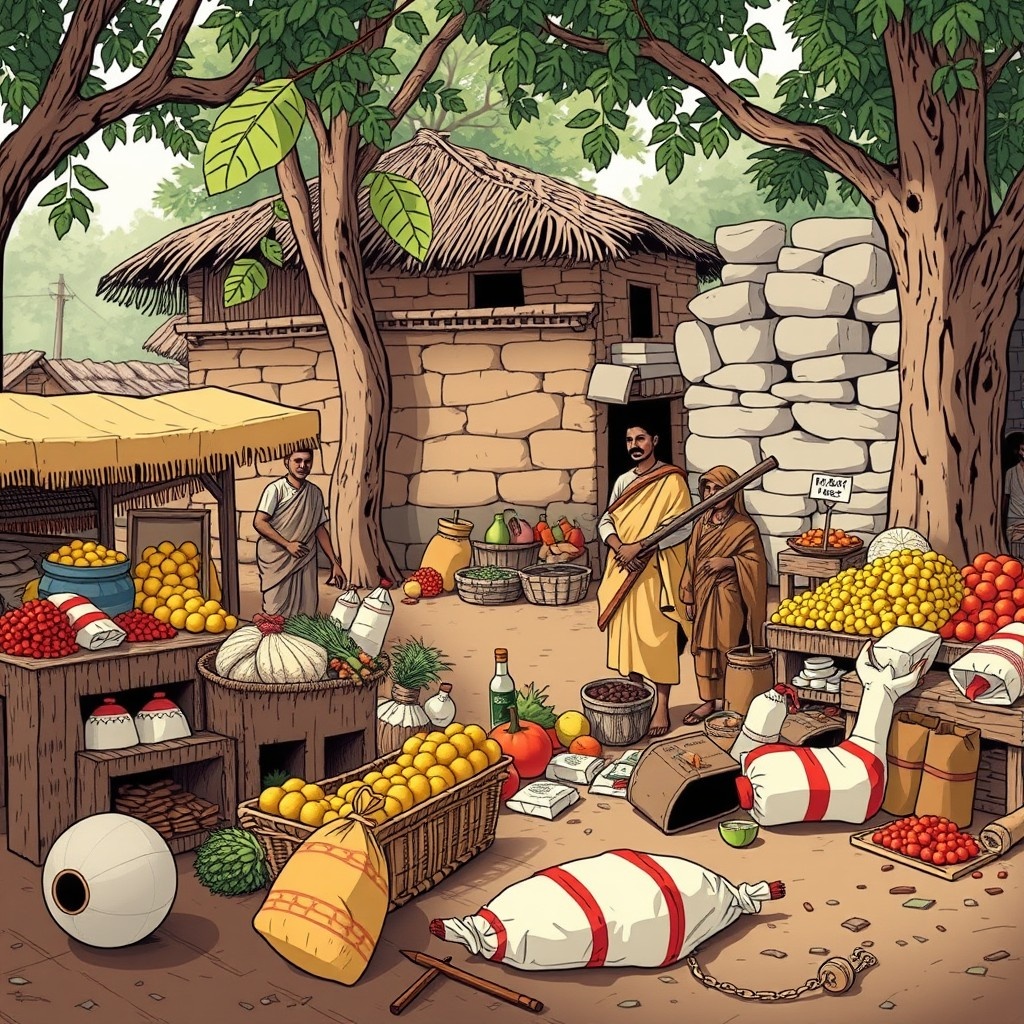 Индийская деревня, бойкотирующая британские товары.