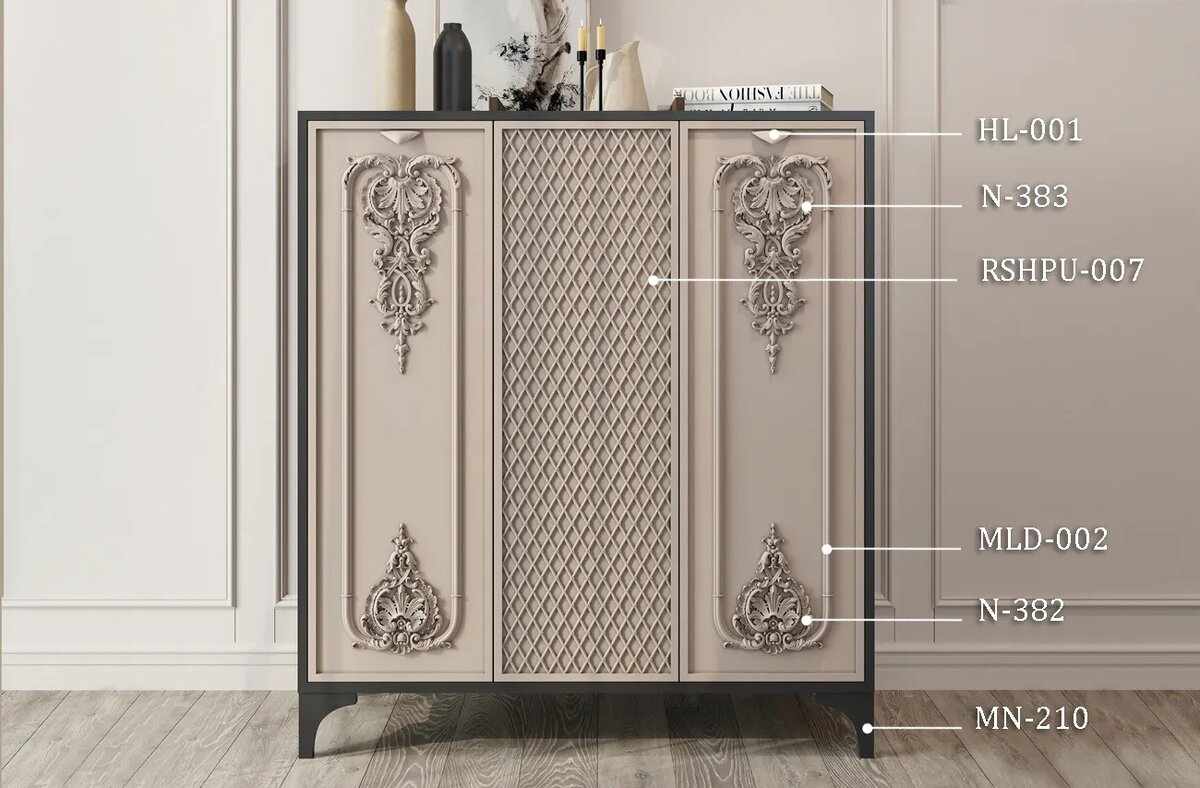 Комод KMD-028, пример декора 