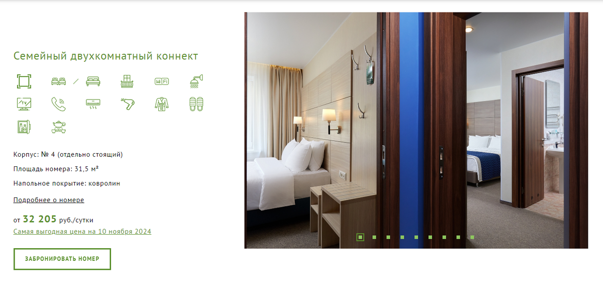 Номер в котором мы жили. По факту - это два номера, объединенных небольшим коридором. И коридор и оба номера открываются ключом от любого из коннект-номеров