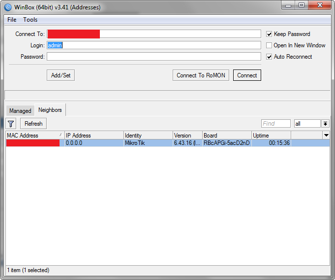 Наша точка доступа нашлась. Ее MAC, с вашего позволения, я замазал.
