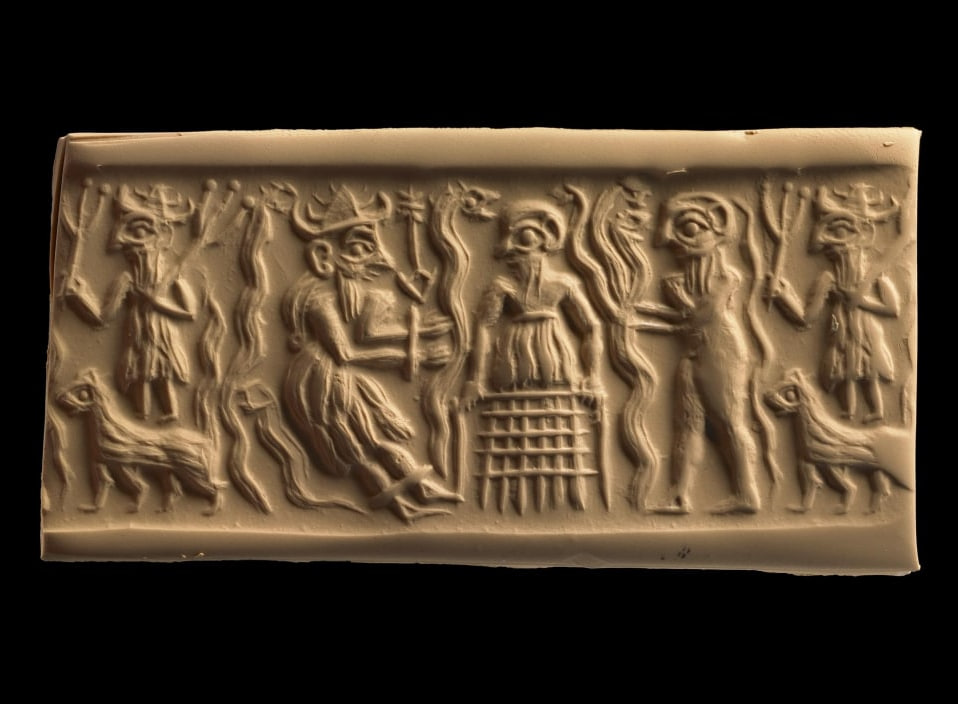 Оттиск цилиндрической печати с изображением духов gallu.