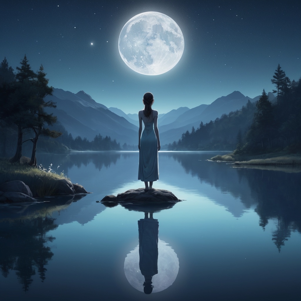 ишина ночи: защита и спокойствие под светом луны, олицетворяющие материнское присутствие