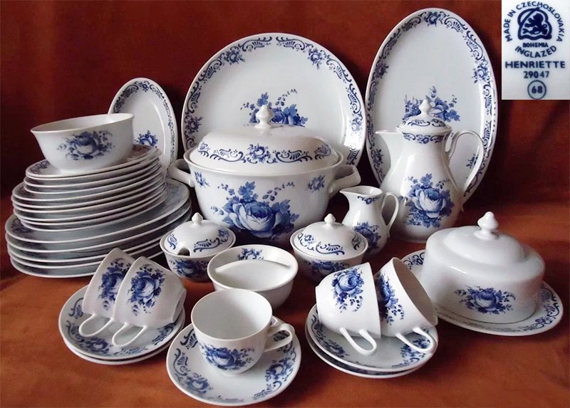 Сервиз Bohemia Inglazed Henriette 29047 (оформление «Пион»)