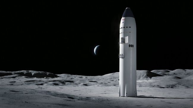     Художественная иллюстрация системы SpaceX Starship.    
 Источник: SpaceX