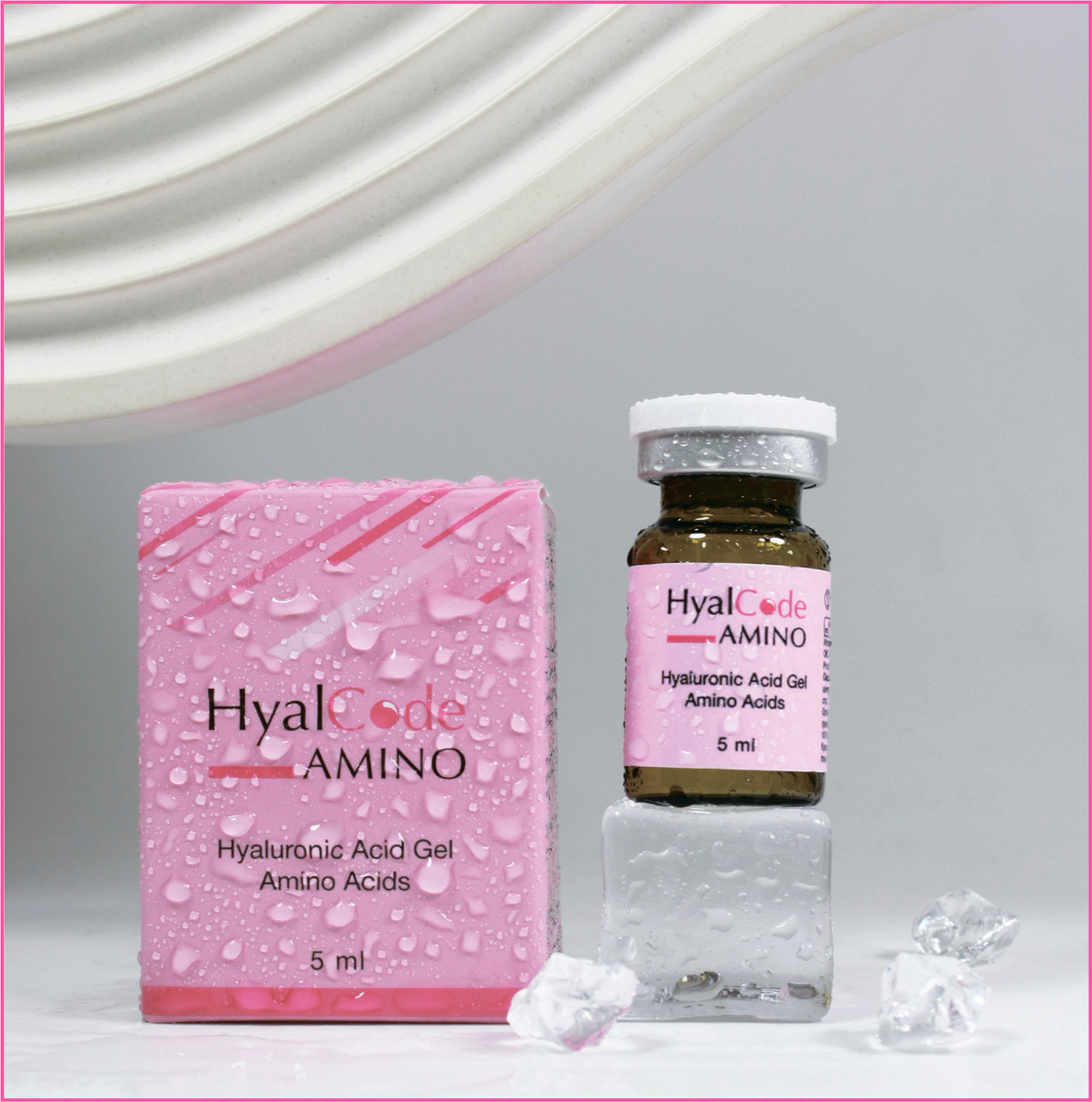  Биоревитализант HyalCode AMINO на основе гиалуроновой кислоты 1000-1200 кДа (1,5%), арбутина и комплекса аминокислот (пролин, валин, глицин, лизин) с выраженным омолаживающим и депигментирующим действием.