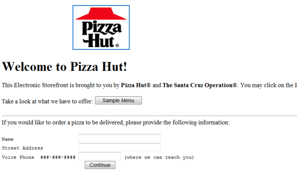 Сайт Pizza Hut Online