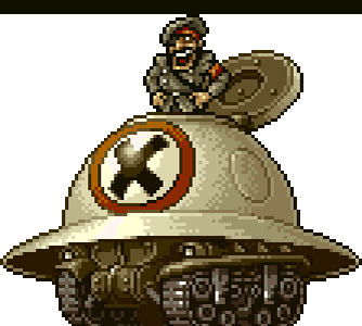 Морден собственной персоной. На своём личном летающем космотанке! (с сайта https://metalslug.fandom.com/)