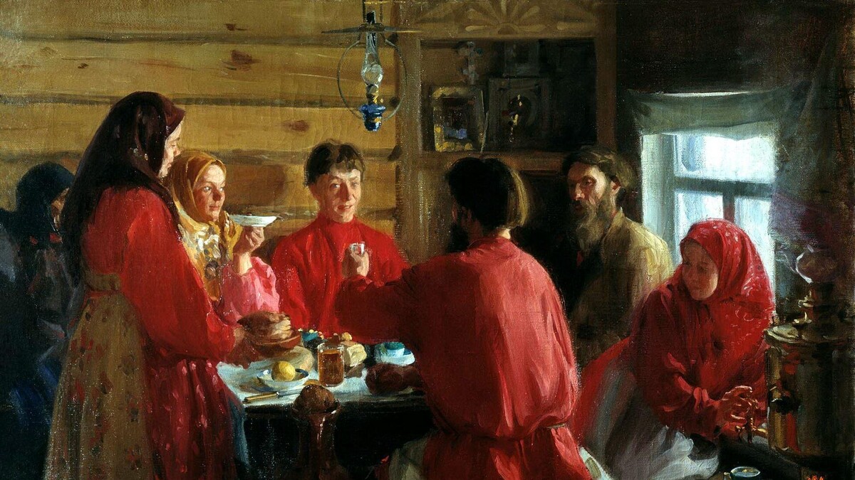 И. Куликов, В крестьянской избе, 1902 год