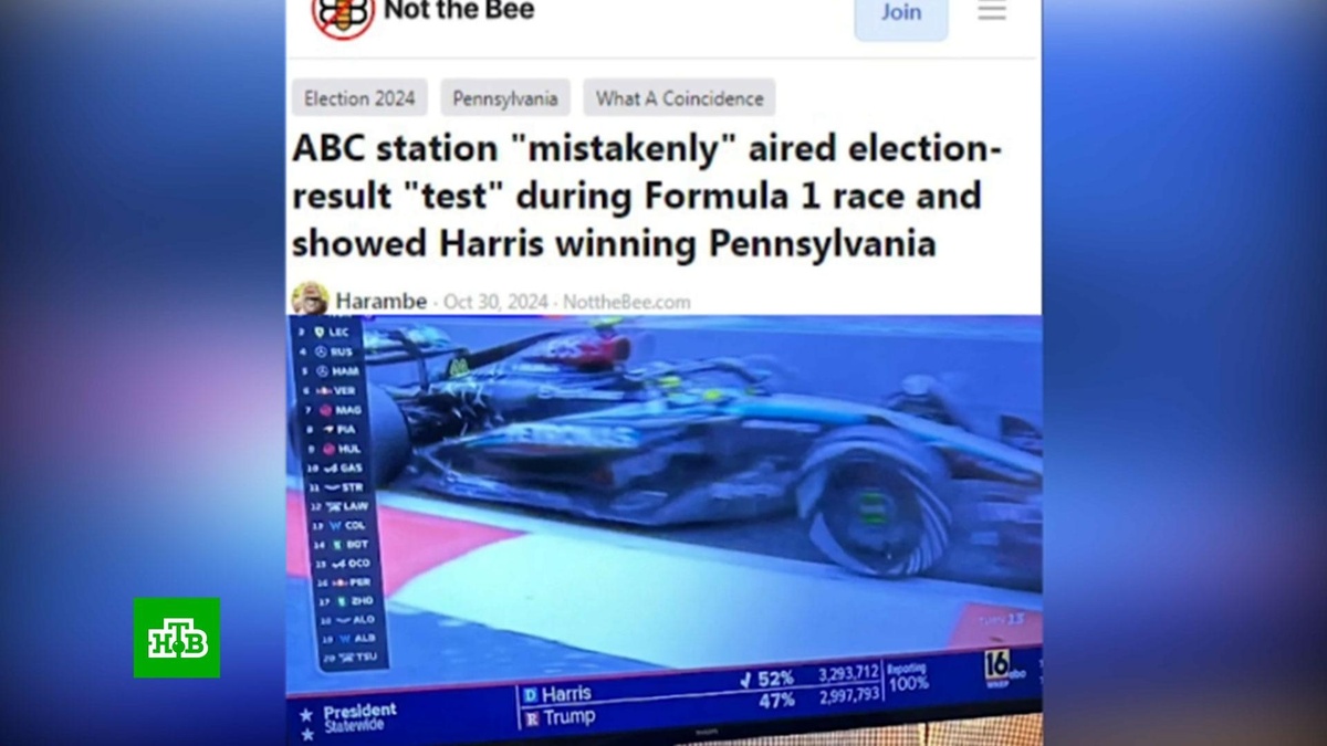    Американский телеканал досрочно показал победу Камалы Харрис в Пенсильвании