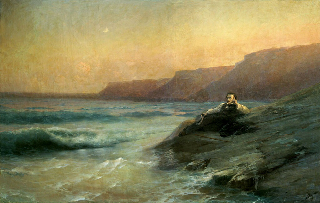 ,,Пушкин на берегу Чёрного моря", художник Иван Айвазовский, 1887 г.