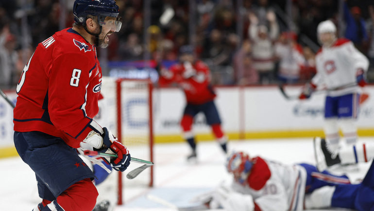    Александр Овечкин празднует гол в матче «Вашингтон» — «Монреаль» (6:3) в Вашингтоне 31 октября.Imagn Images USA Today Sports