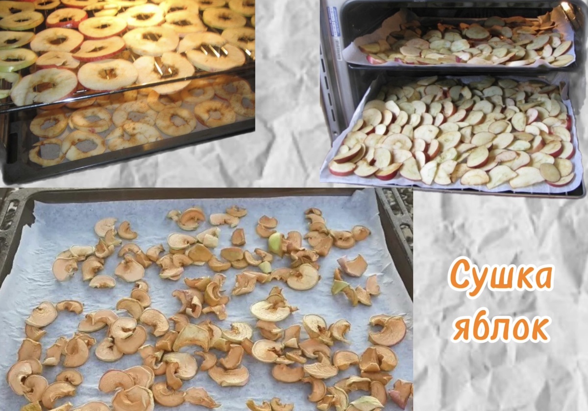 Яблоки можно сушить дома как в электрических, так и в газовых плитах