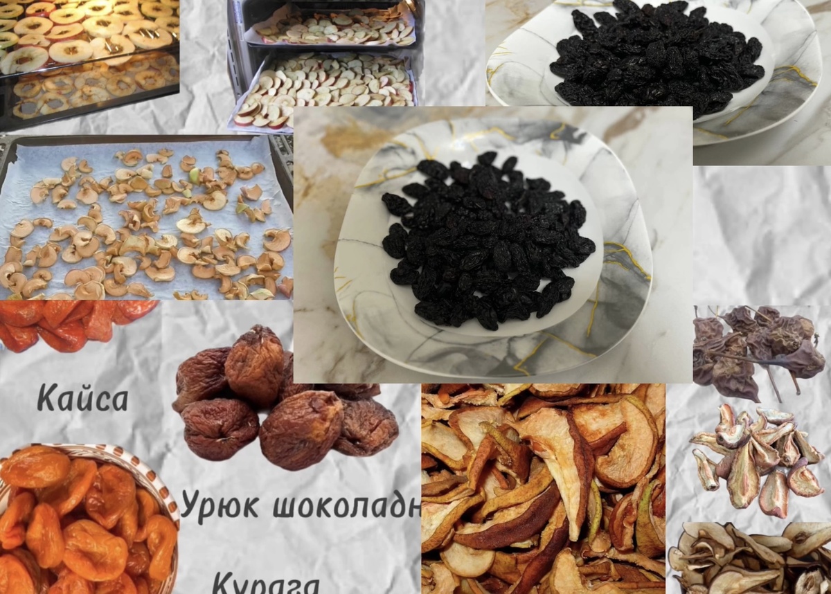 Самые распространённые домашние сухофрукты. Коллаж автора