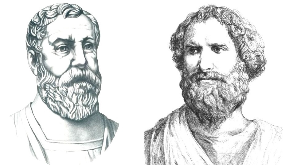 Геро́н - греческий математик и механик.                Архиме́д - древнегреческий учёный и инженер.
