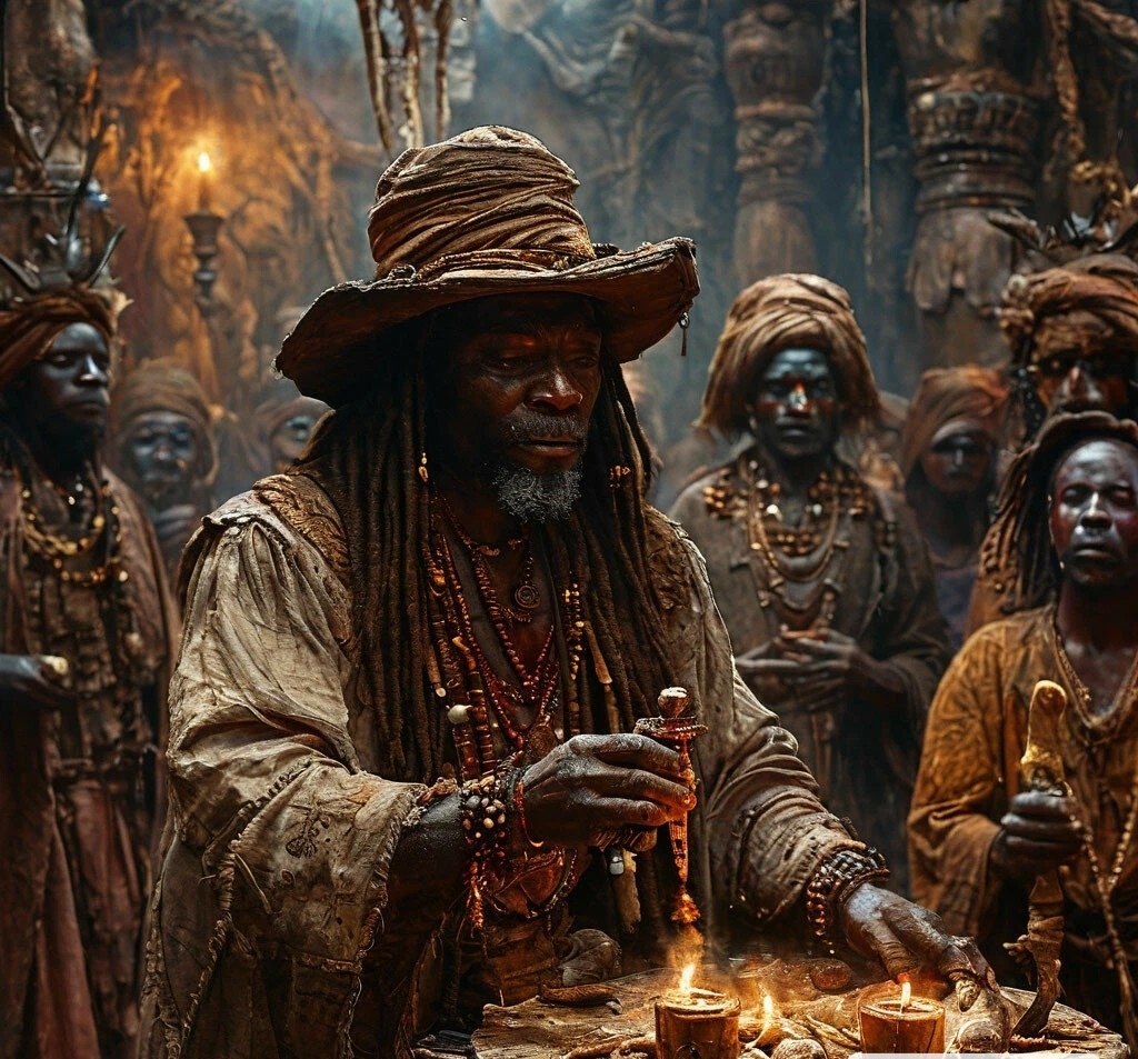 Жрец Вуду во время ритуала