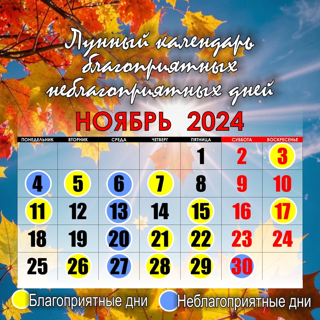 Лунный календарь 6 ноября 2024