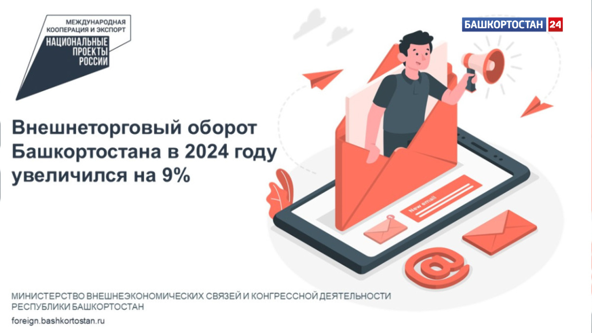    Внешнеторговый оборот Башкортостана в 2024 году увеличился на 9 процентов