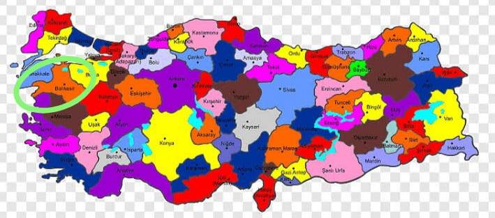 Провинция Балыкэсир обведена в круг. Картинка из открытого доступа.