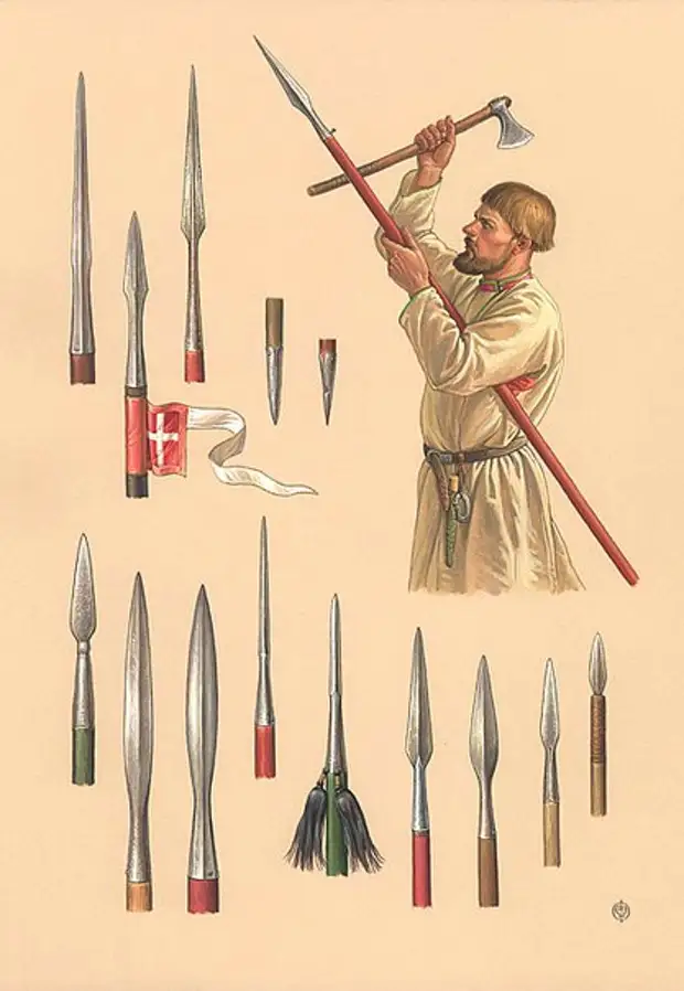 Копья эпохи Куликовской битвы. Рисунки-реконструкции О.В.Федорова