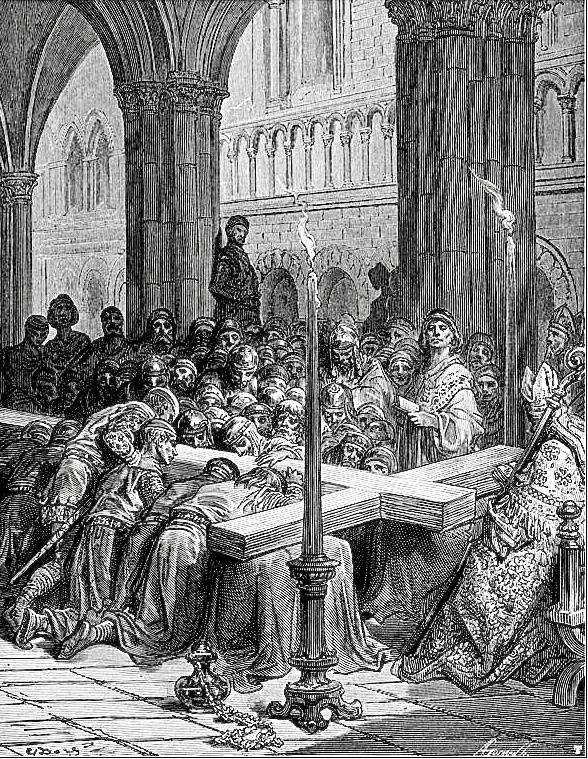 Крестоносцы у креста, на которым по преданию был распят Иисус Христос — Храм Гроба Господня, 15 июля 1099 г.