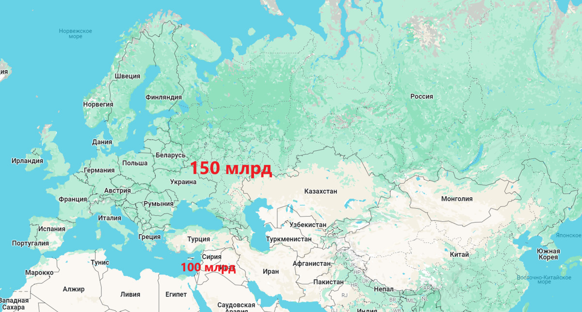 Израиль так мал, что даже на Google картах нет его названия в масштабе скриншота 