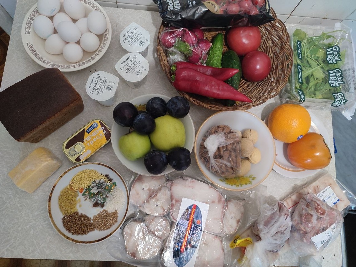 Вот набор продуктов после закупки.