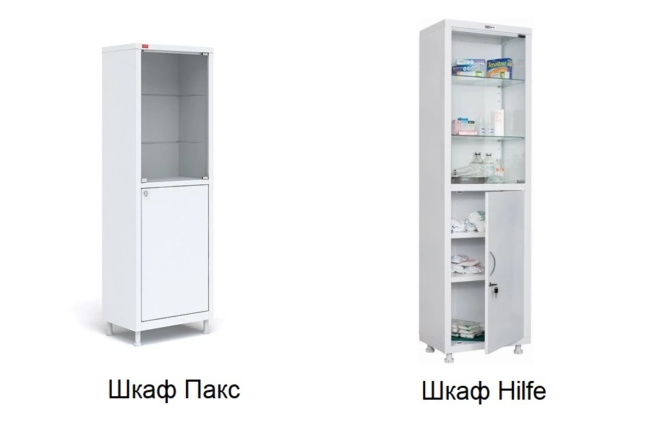 Слева шкаф Пакс М1 175.60.40 C, справа Hilfe МД 1 1657/SG