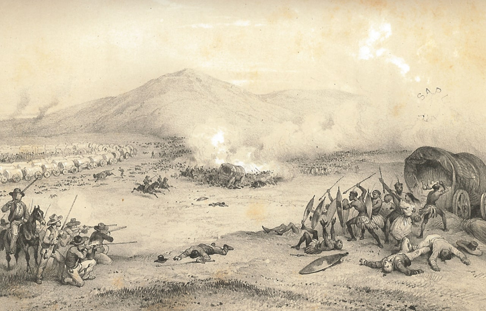 В 1838 г. буры (африканеры), уходя от британских колонизаторов, вторглись во внутренние районы Африки