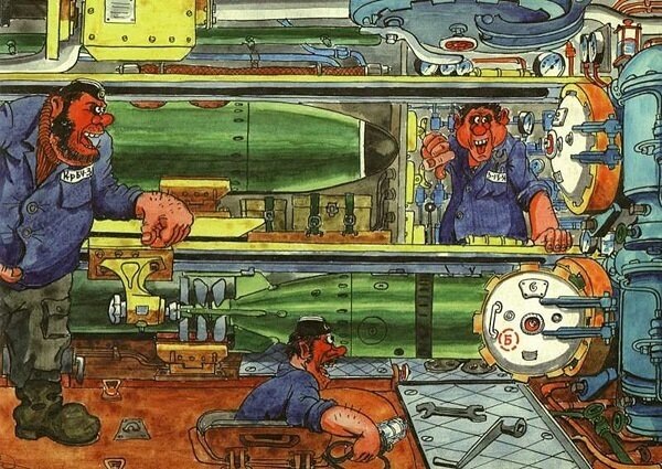 Карикатура капитана 1 ранга Каравашкина О.В. Лучшие минеры едут в Африку. Фото из Интернета.