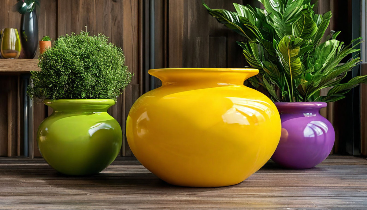 Яркие горшки, сочетаются не во всех интерьерах 