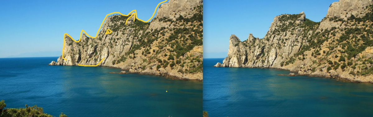 2. Гора Носорог. Можно различить глаза и улыбку. Вероятно скульптурное изображение для детей может не повторять в точности пропорции животного, а быть живым художественным образом. Фото из интернета.