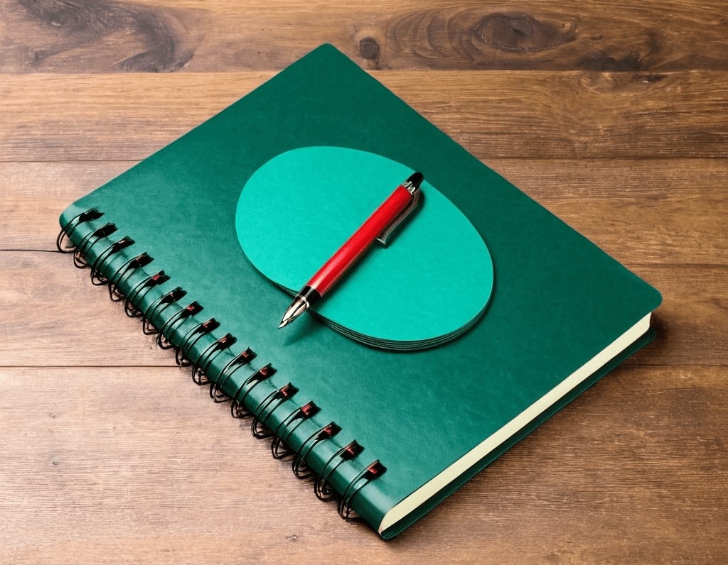 Блокнот и ручка. Фото создано нейросетью по запросу канала "Симоронские записки"