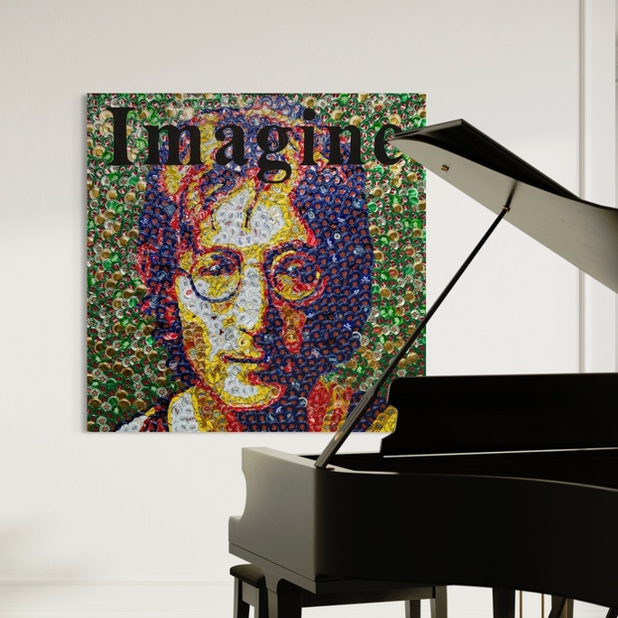 Джон Леннон II. 36" x 36" - 2 814 крышек. 