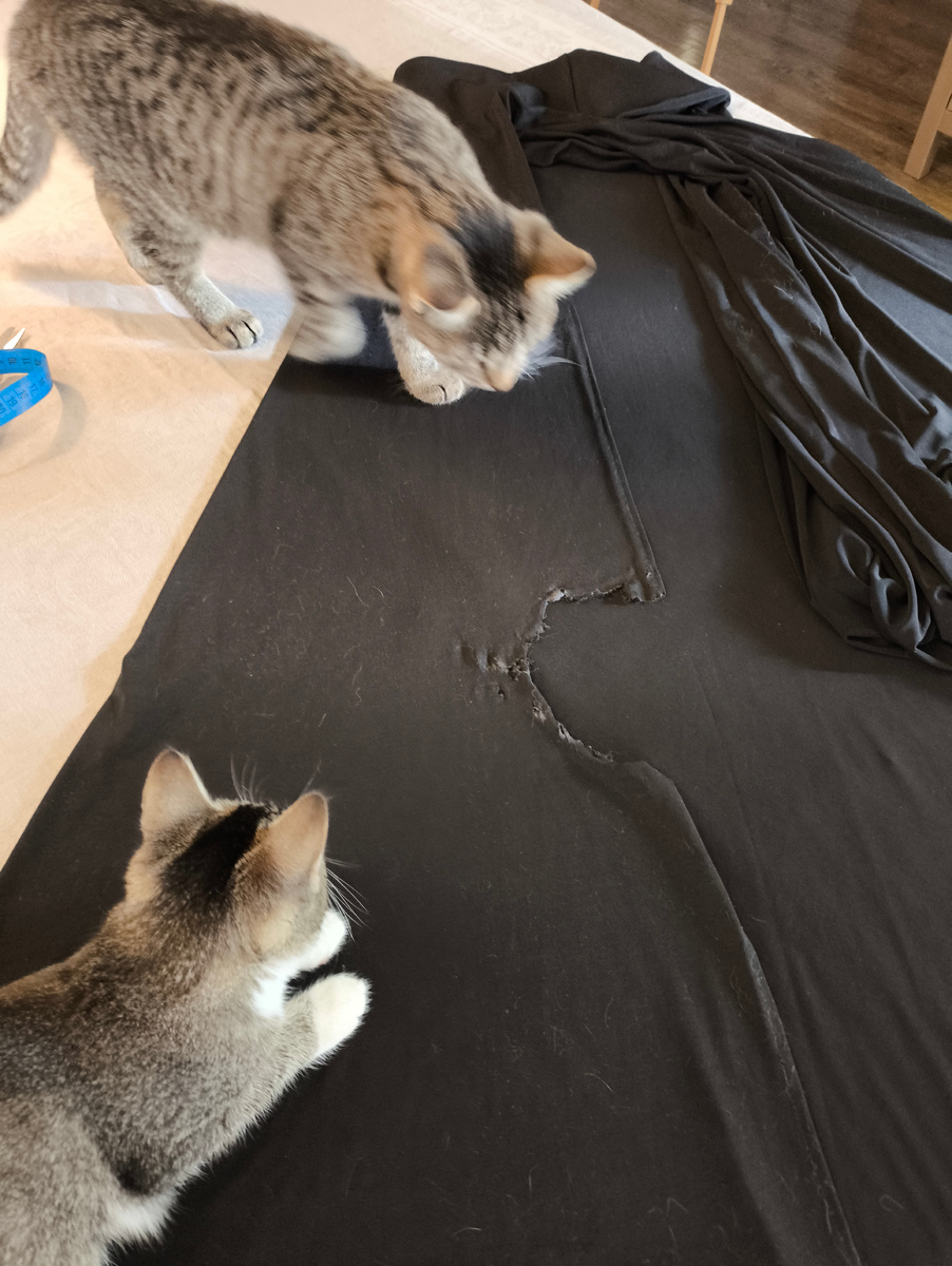 Мы дружно разметили и раскроили то, что требовало починки