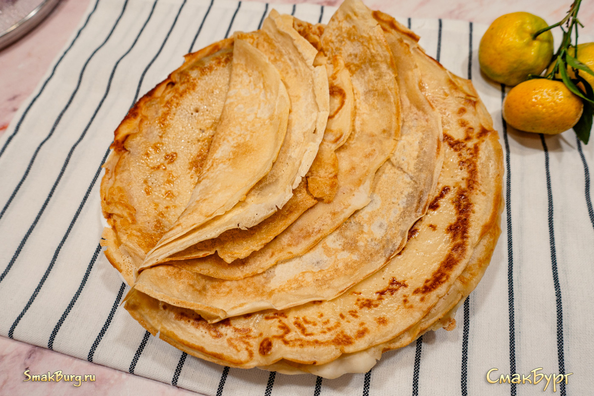 Тонкие домашние блинчики на ряженке.  Готовьте с удовольствием и со Смаком!