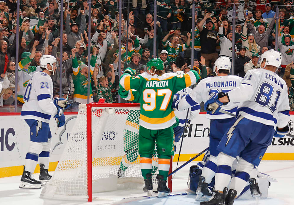 Кириил Капризов дважды забил "Тампе". Фото: НХЛ