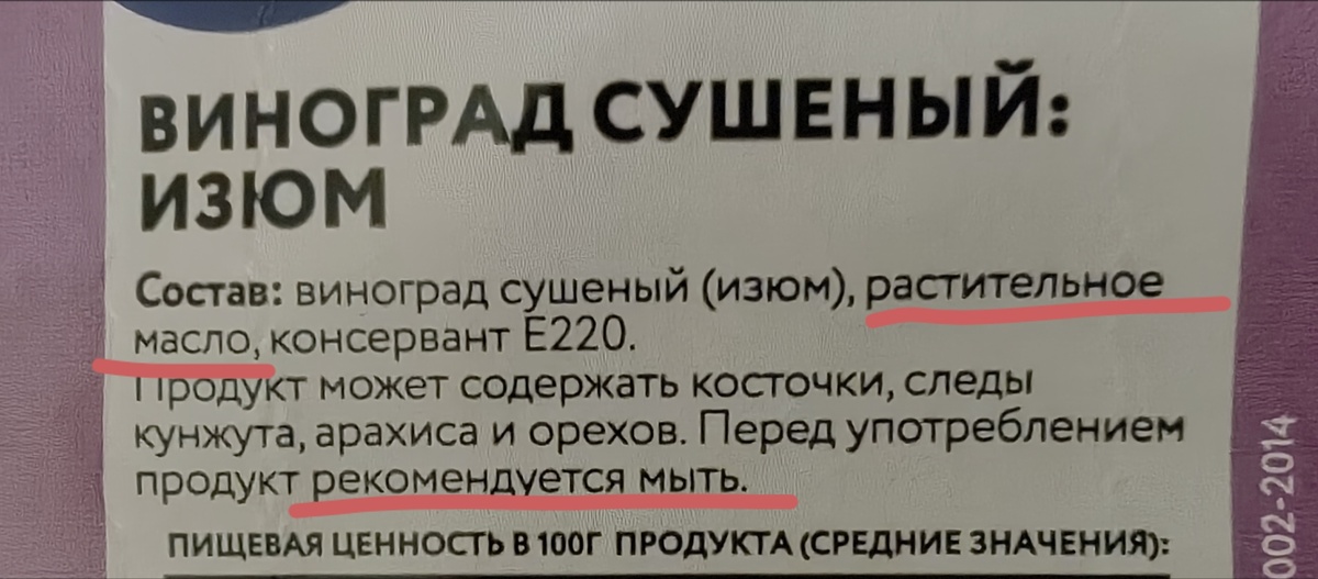 Честно пишут, что мыть надо. Хотя не думаю, что кто-то ест его немытым. Е220 - диоксид серы, консервант. 