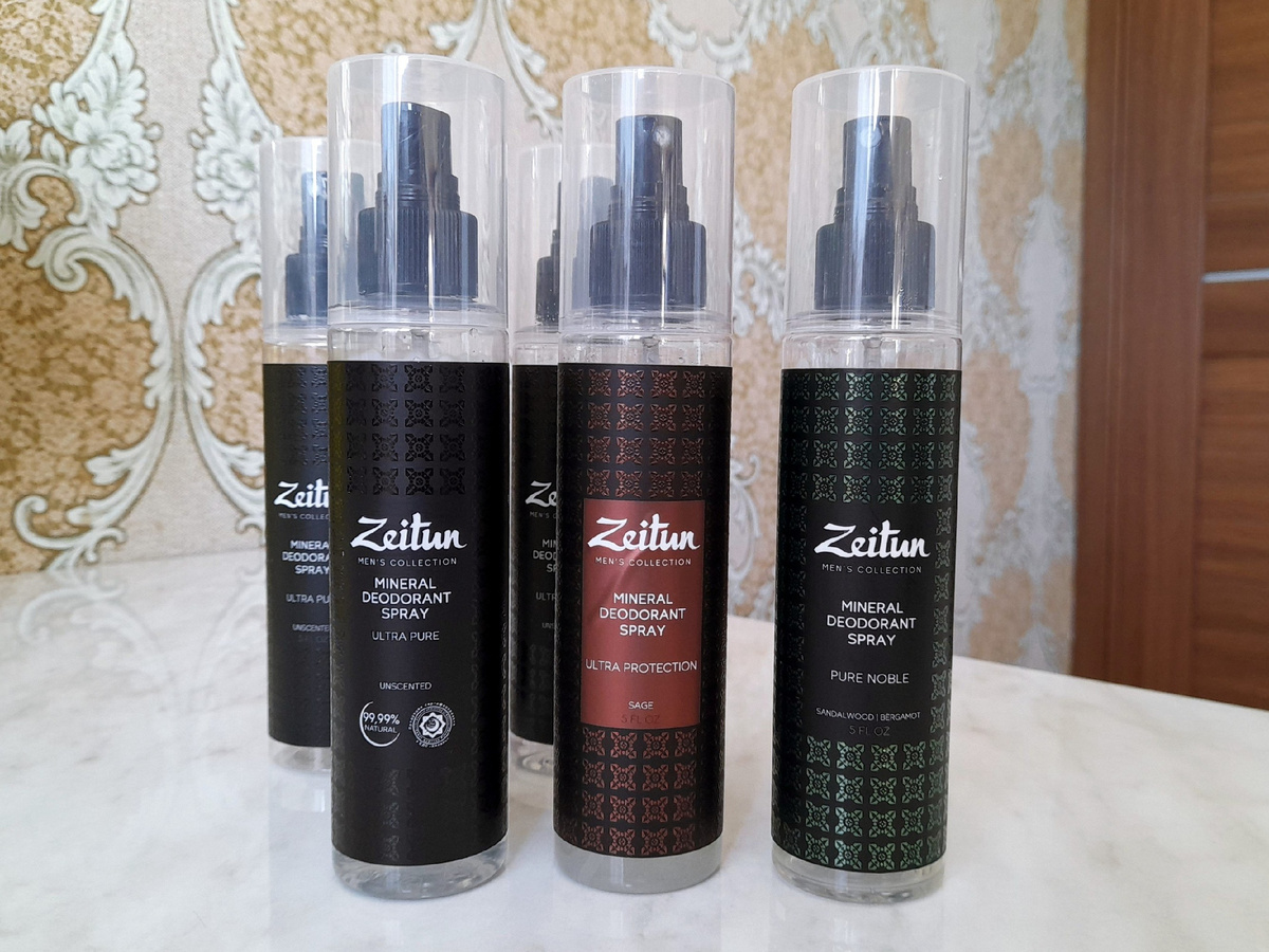 Минеральные дезодоранты спреи для мужчин Zeitun (Зейтун) "Нейтральный", "Шалфей", "Сандал и Бергамот"