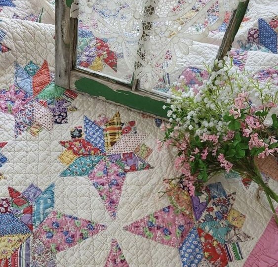 Рожок мороженого? Нет, букет невесты. Старинный пэчворк-блок