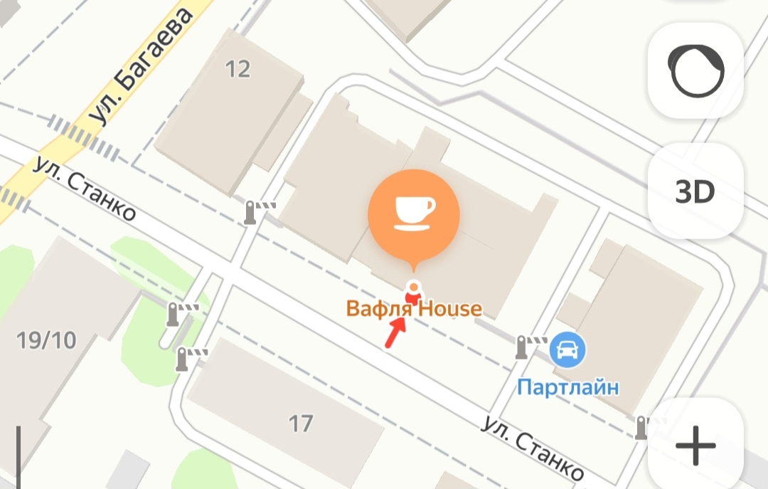 Расположение городской кофейни "Вафля House" в Иваново на Яндекс картах