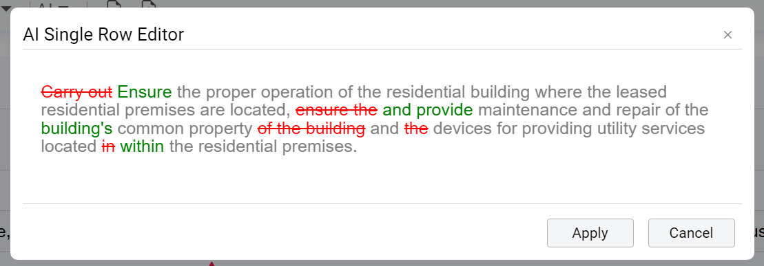 Редактирование сегмента при помощи AI в режиме правок